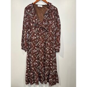 Women's Floral Fairy Dress Size 2 Ruffle Whimsical Cottagecore Romantic Boho